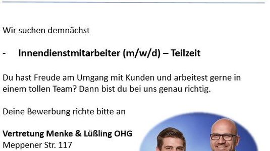 DIE VGH Vertretung Menke & Lüßling sucht Verstärkung!